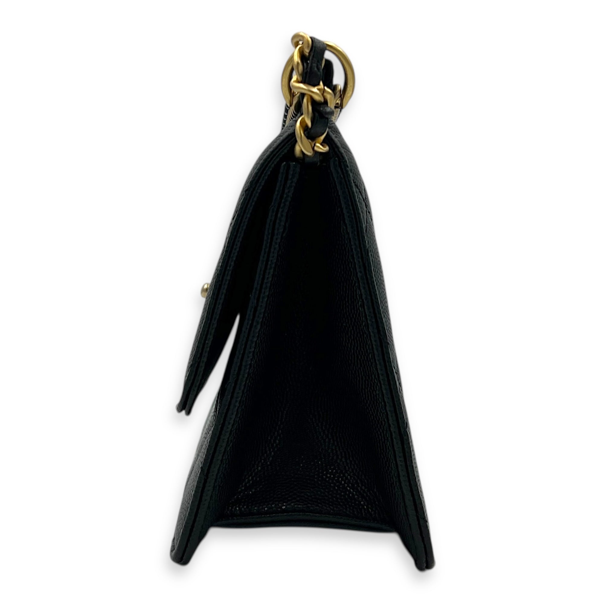 23A Chain on Top Crossbody Bag Black in Caviar Leather, Gold hardware
