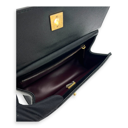 23A Chain on Top Crossbody Bag Black in Caviar Leather, Gold hardware