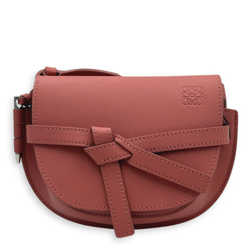 Gate Dual Pink Crossbody Bag in Calfskin, Silver hardware