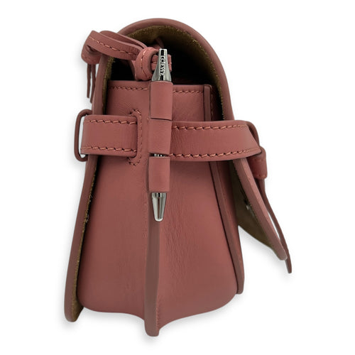 Gate Dual Pink Crossbody Bag in Calfskin, Silver hardware
