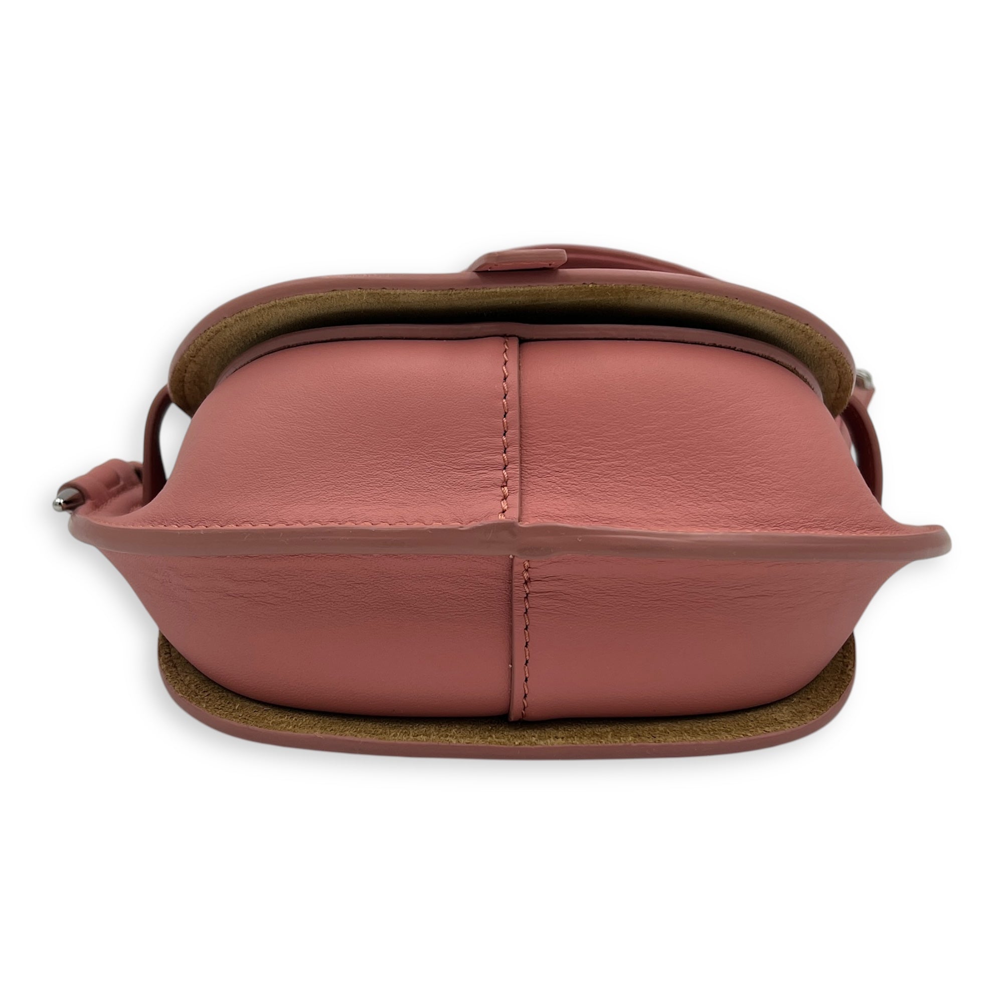 Gate Dual Pink Crossbody Bag in Calfskin, Silver hardware