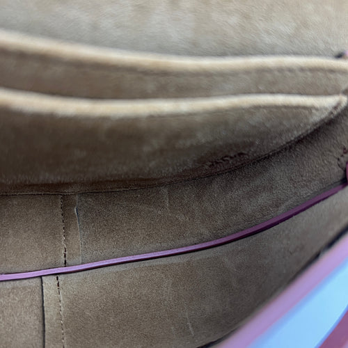 Gate Dual Pink Crossbody Bag in Calfskin, Silver hardware