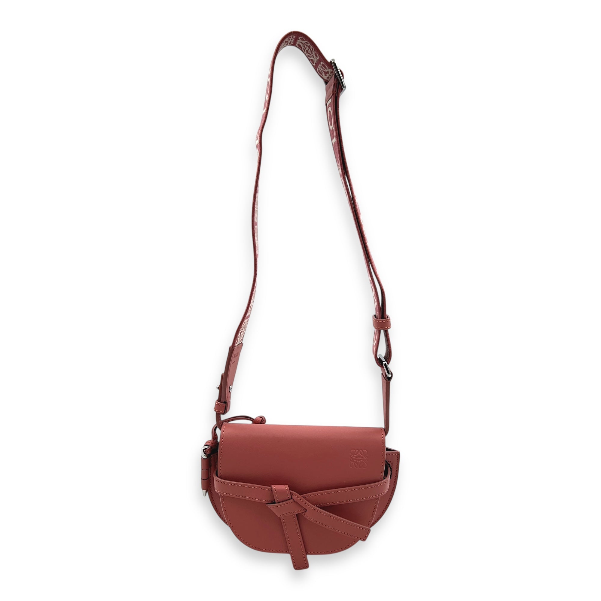 Gate Dual Pink Crossbody Bag in Calfskin, Silver hardware