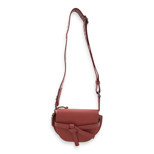 Gate Dual Pink Crossbody Bag in Calfskin, Silver hardware