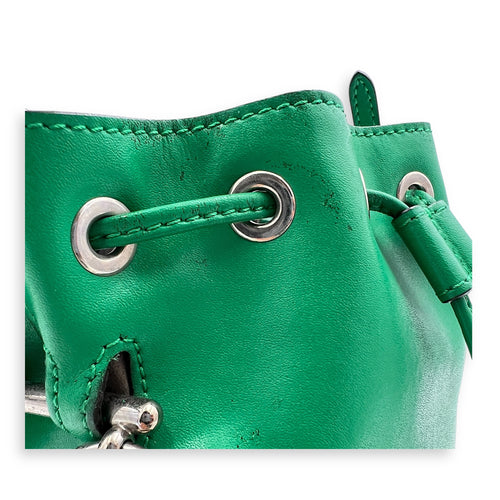 Mon Tresor Bucket Bag Green in Calfskin, Silver hardware