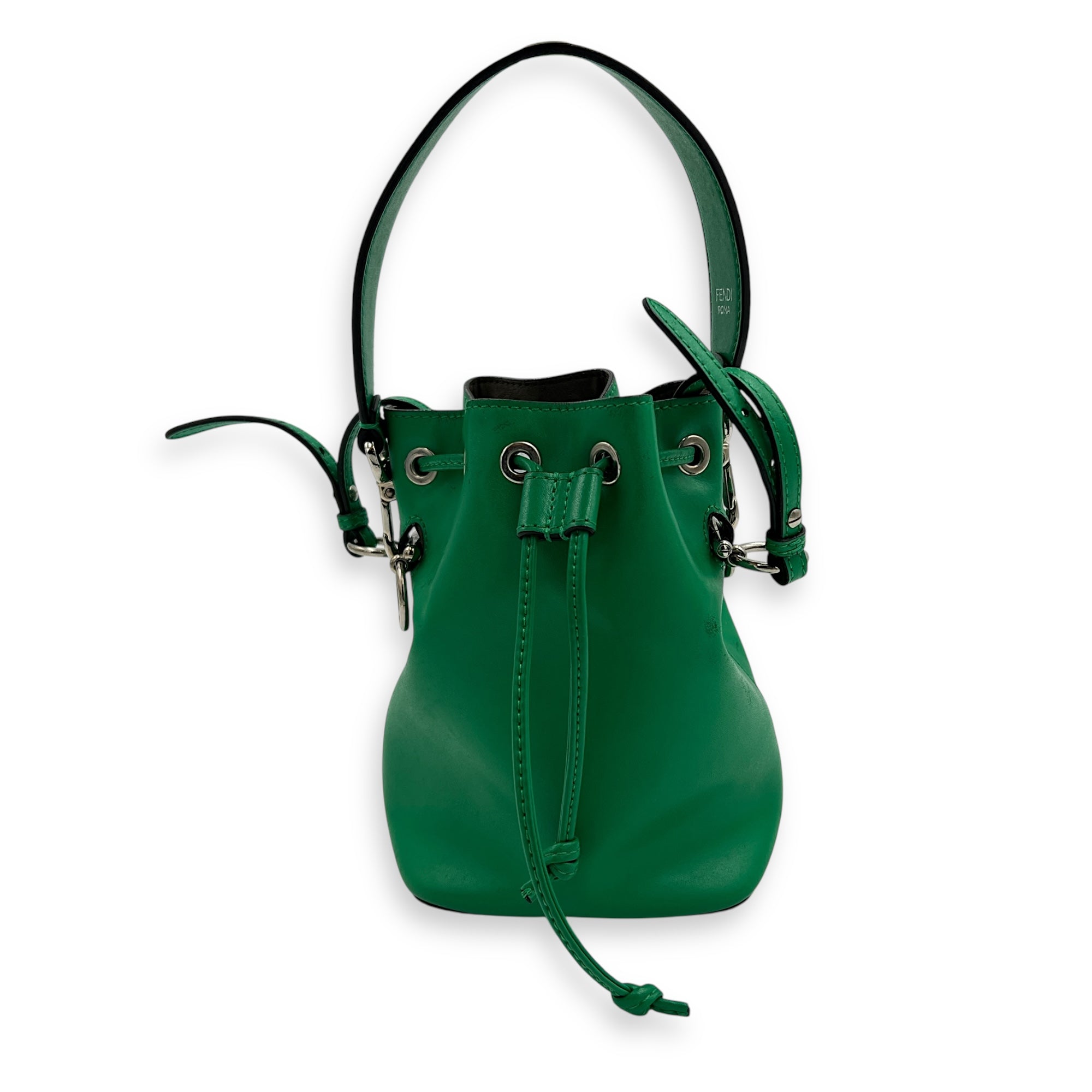Mon Tresor Bucket Bag Green in Calfskin, Silver hardware