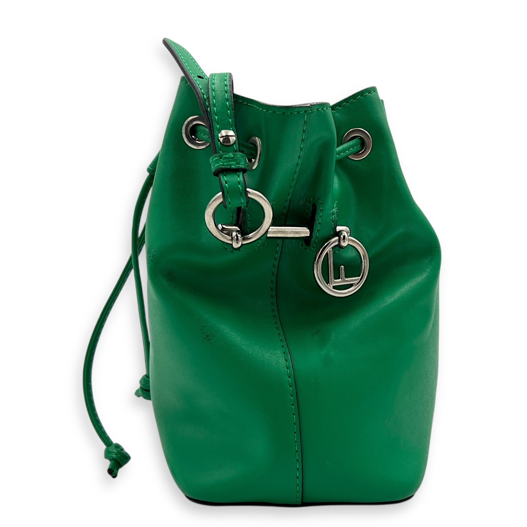 Mon Tresor Bucket Bag Green in Calfskin, Silver hardware