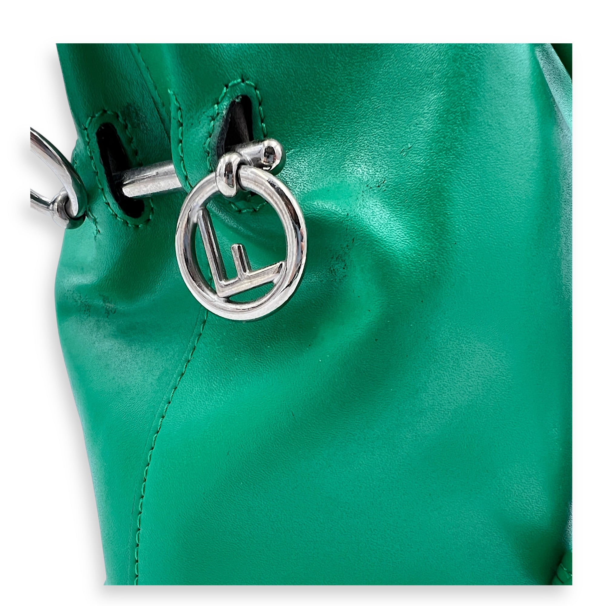 Mon Tresor Bucket Bag Green in Calfskin, Silver hardware