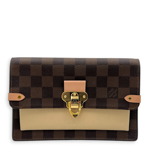 Vavin Wallet On Chain Brown in Coated Canvas, Gold hardware