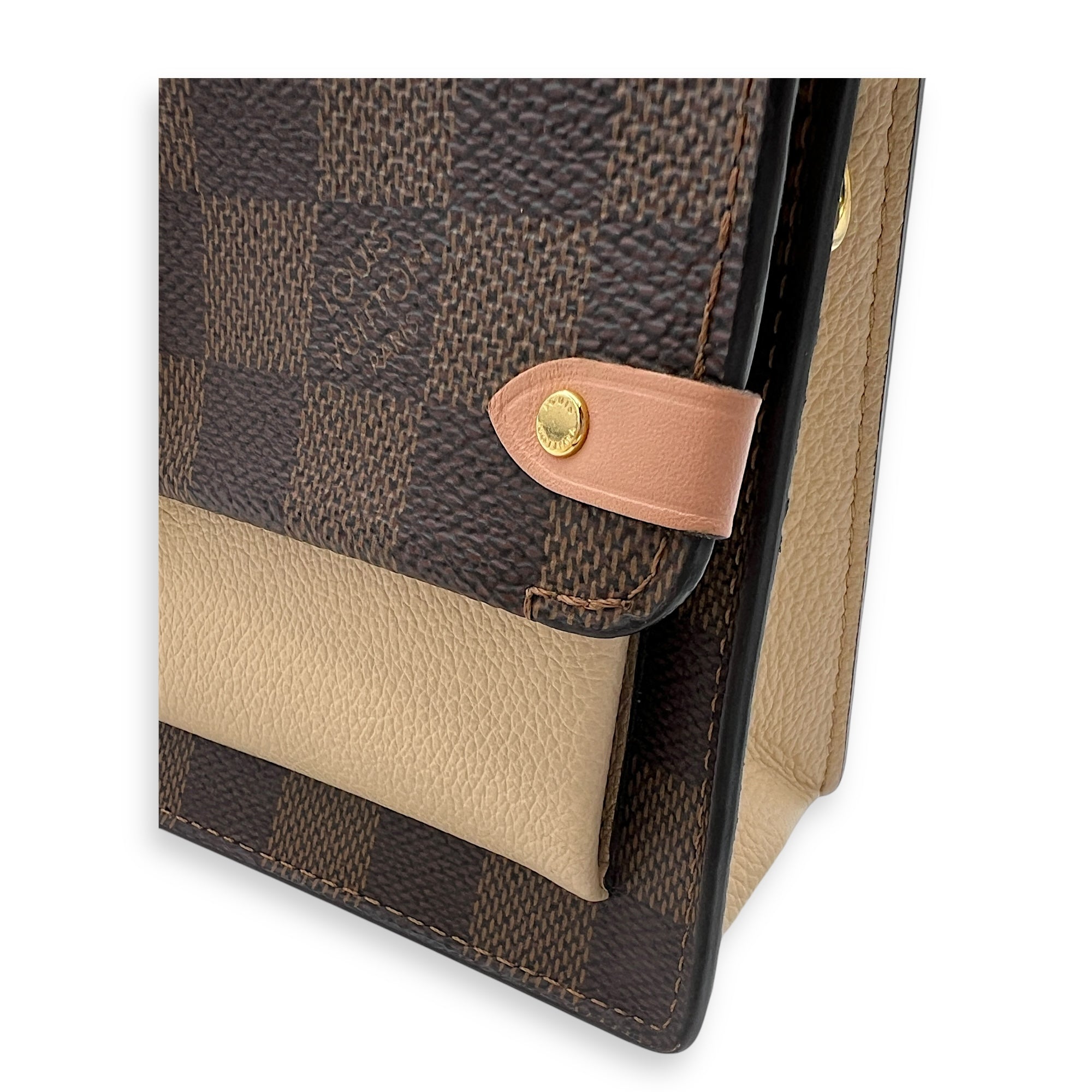 Vavin Wallet On Chain Brown in Coated Canvas, Gold hardware