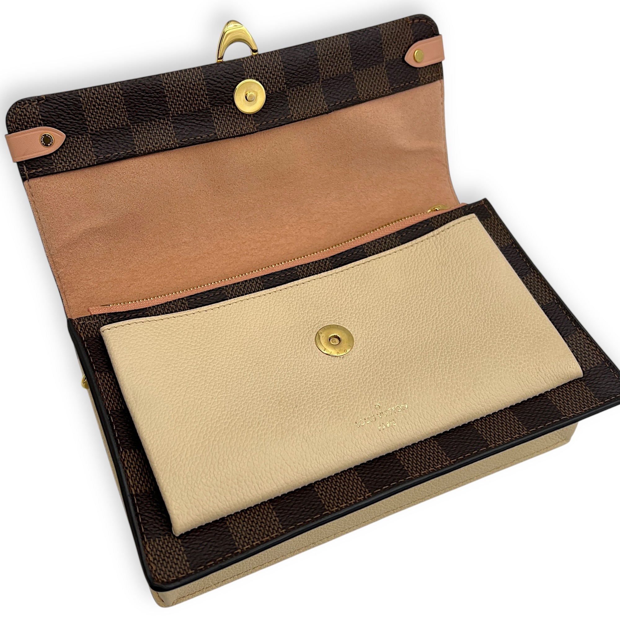 Vavin Wallet On Chain Brown in Coated Canvas, Gold hardware