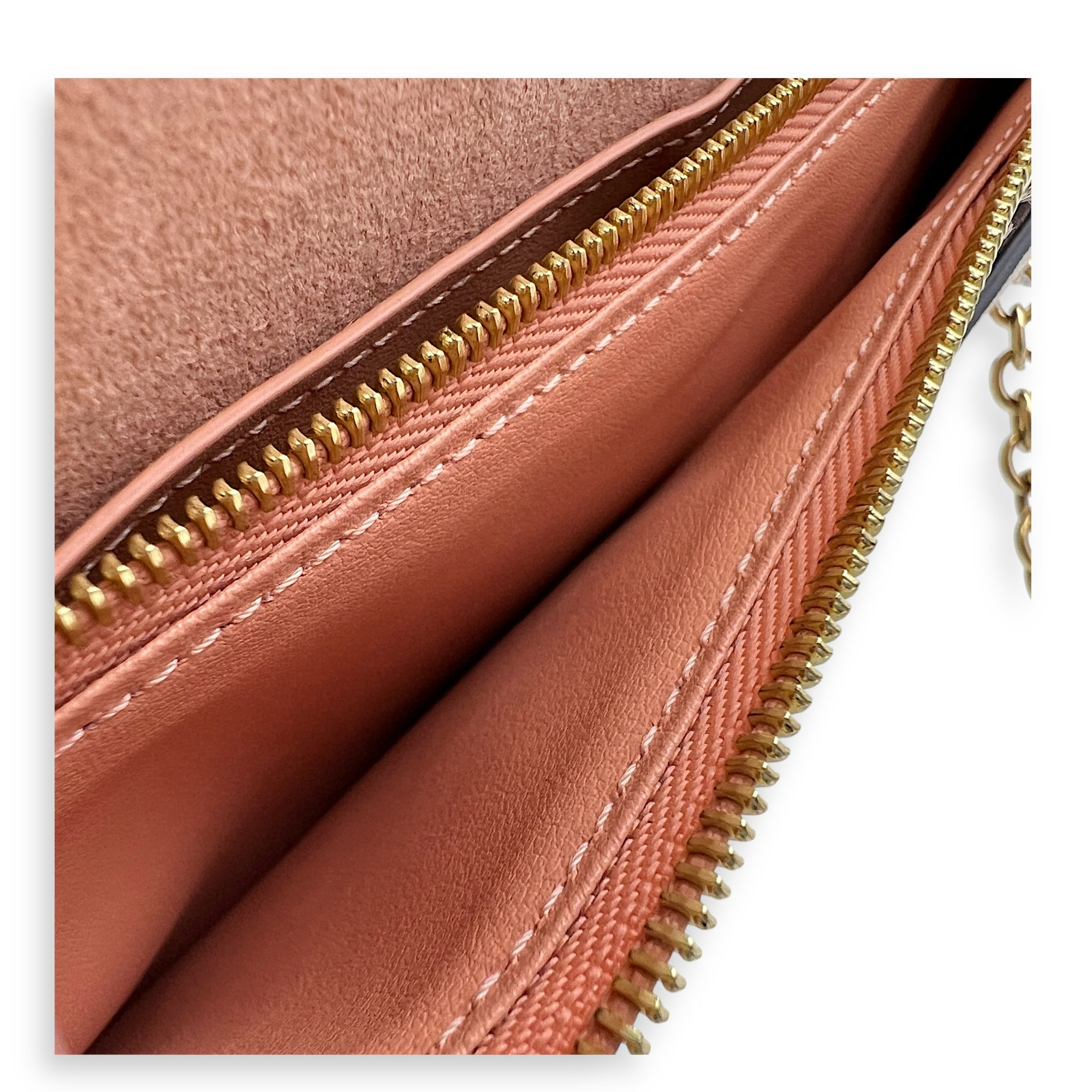 Vavin Wallet On Chain Brown in Coated Canvas, Gold hardware