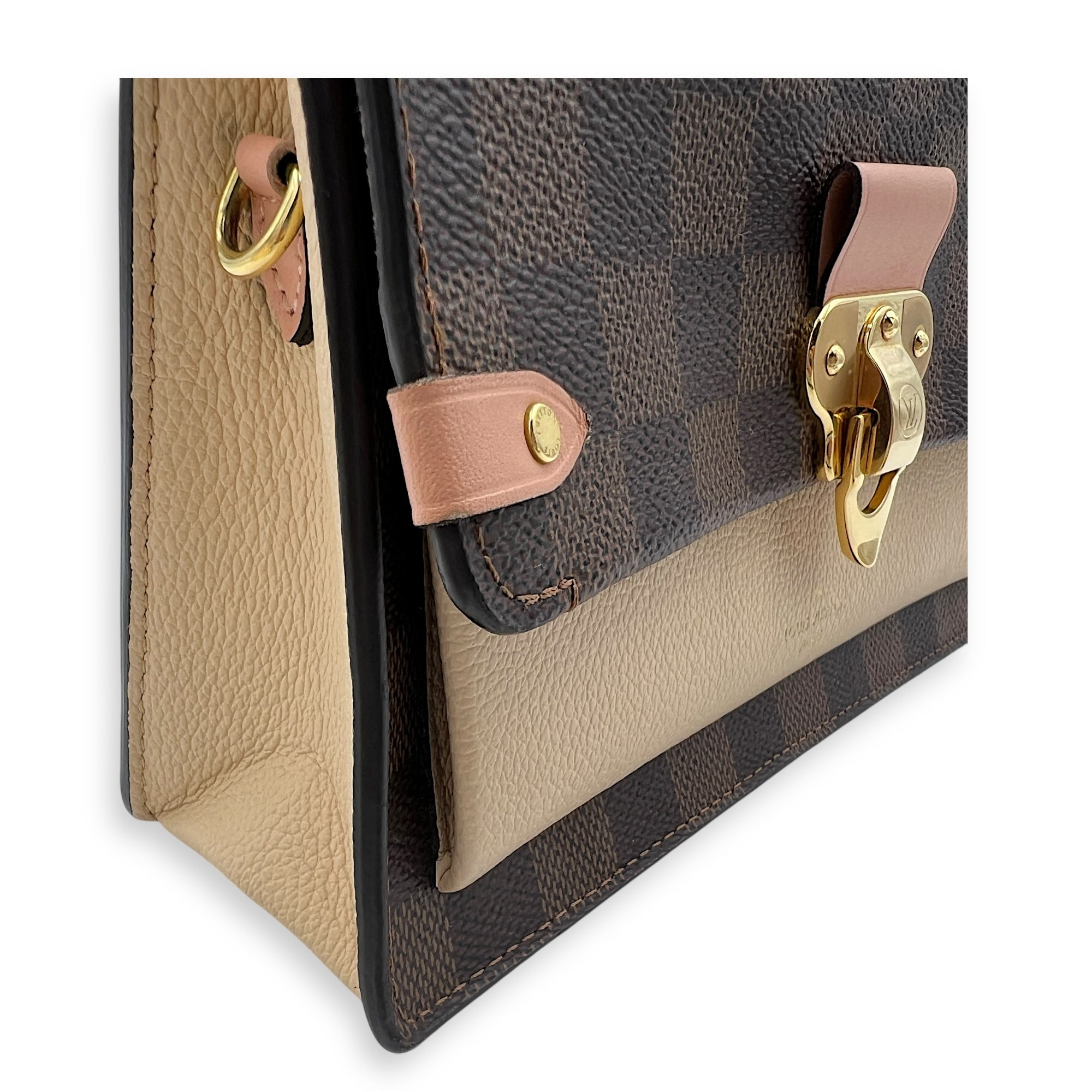 Vavin Wallet On Chain Brown in Coated Canvas, Gold hardware