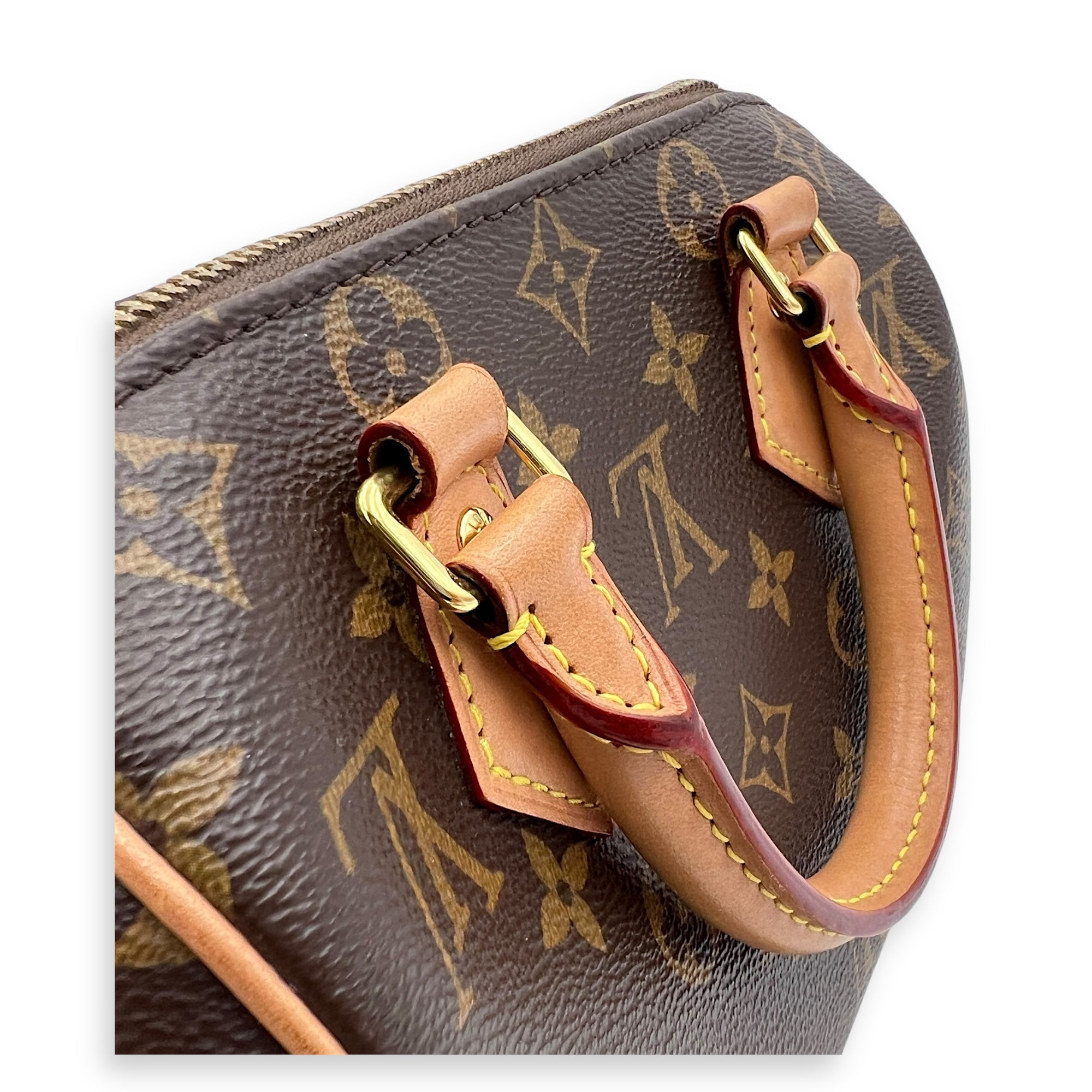 Speedy Bandouliere Top Handle Bag 20 Brown in Monogram Coated Canvas, Gold hardware