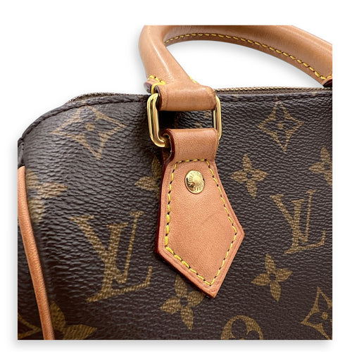 Speedy Bandouliere Top Handle Bag 20 Brown in Monogram Coated Canvas, Gold hardware