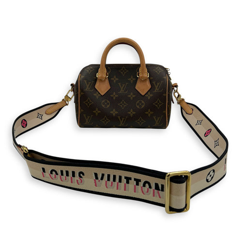 Speedy Bandouliere Top Handle Bag 20 Brown in Monogram Coated Canvas, Gold hardware