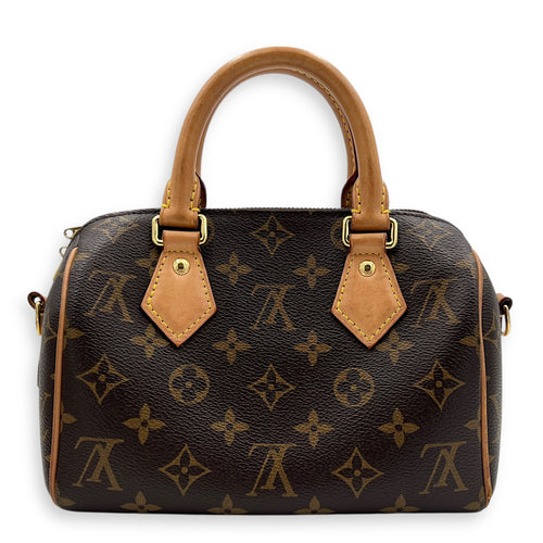 Speedy Bandouliere Top Handle Bag 20 Brown in Monogram Coated Canvas, Gold hardware