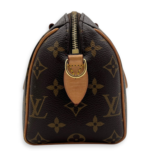 Speedy Bandouliere Top Handle Bag 20 Brown in Monogram Coated Canvas, Gold hardware