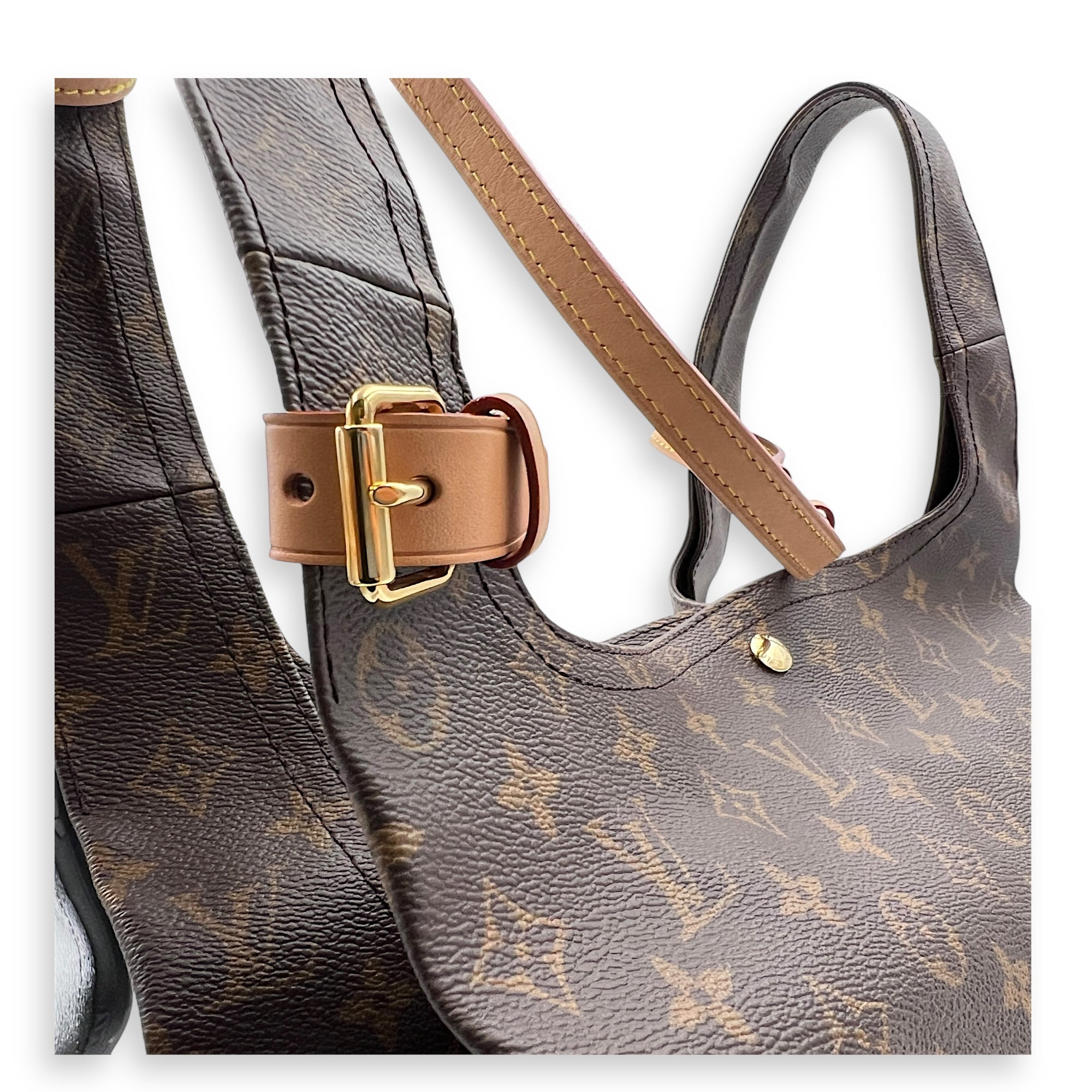 Atlantis Shoulder Bag GM Brown in Monogram Coated Canvas, Gold hardware