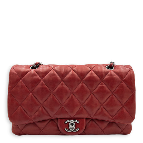 Accordion  Shoulder Bag Red in Lambskin, Gunmetal hardware