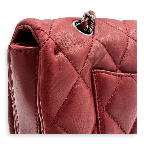 Accordion  Shoulder Bag Red in Lambskin, Gunmetal hardware