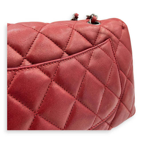 Accordion  Shoulder Bag Red in Lambskin, Gunmetal hardware