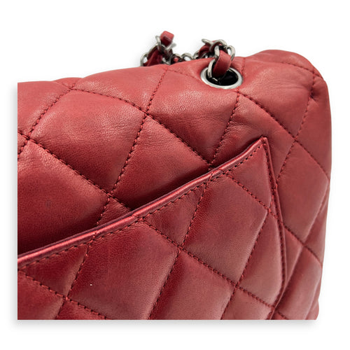 Accordion  Shoulder Bag Red in Lambskin, Gunmetal hardware