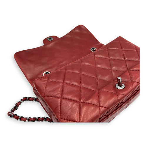 Accordion  Shoulder Bag Red in Lambskin, Gunmetal hardware