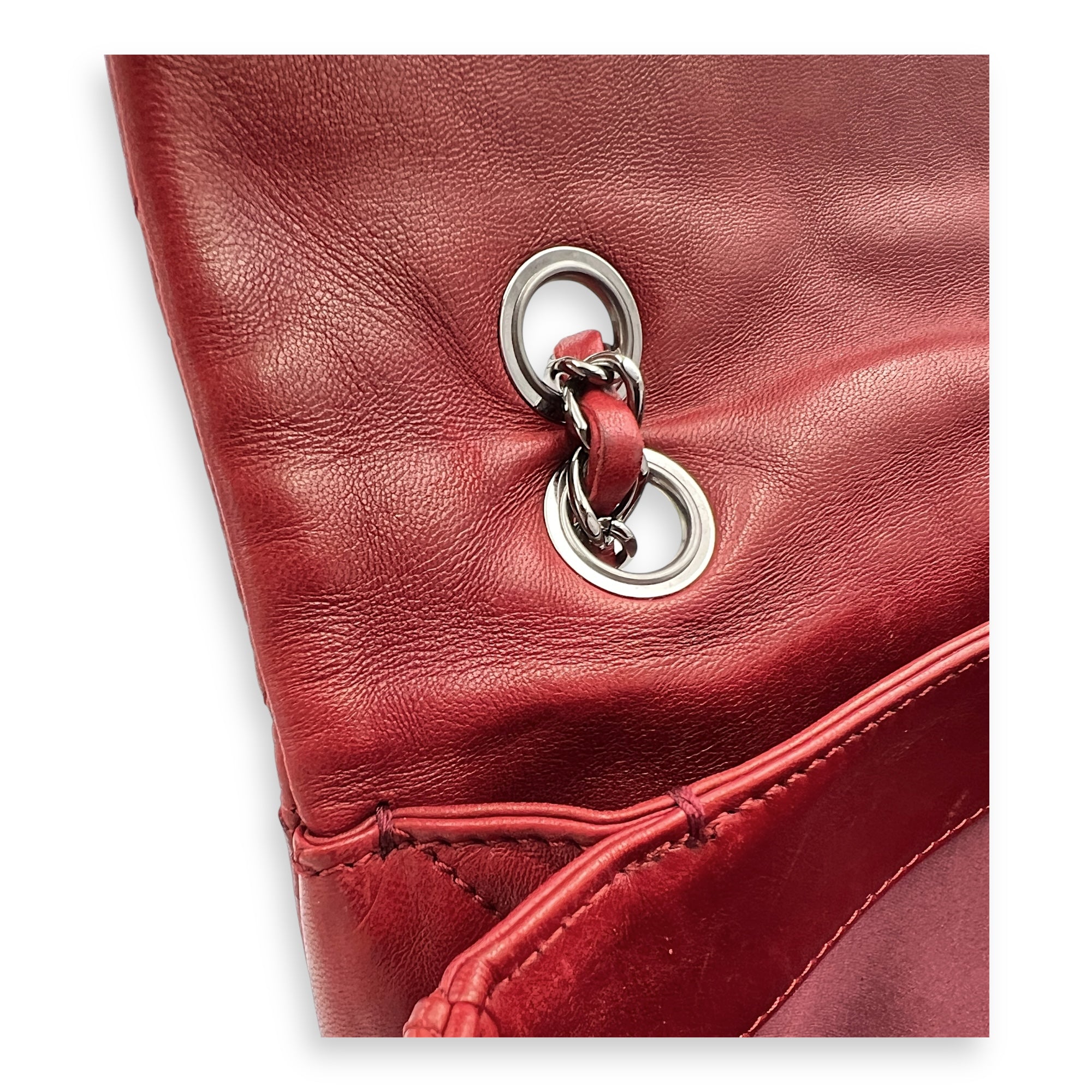 Accordion  Shoulder Bag Red in Lambskin, Gunmetal hardware