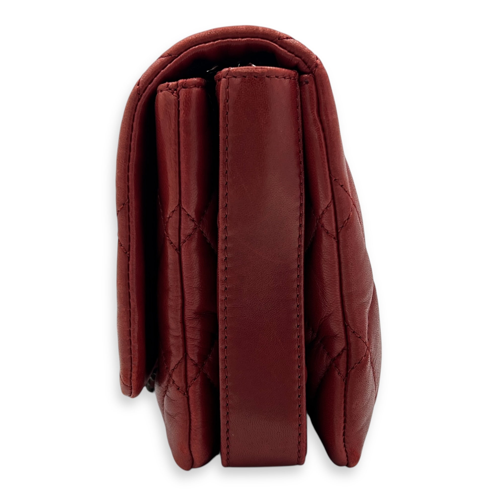 Accordion  Shoulder Bag Red in Lambskin, Gunmetal hardware