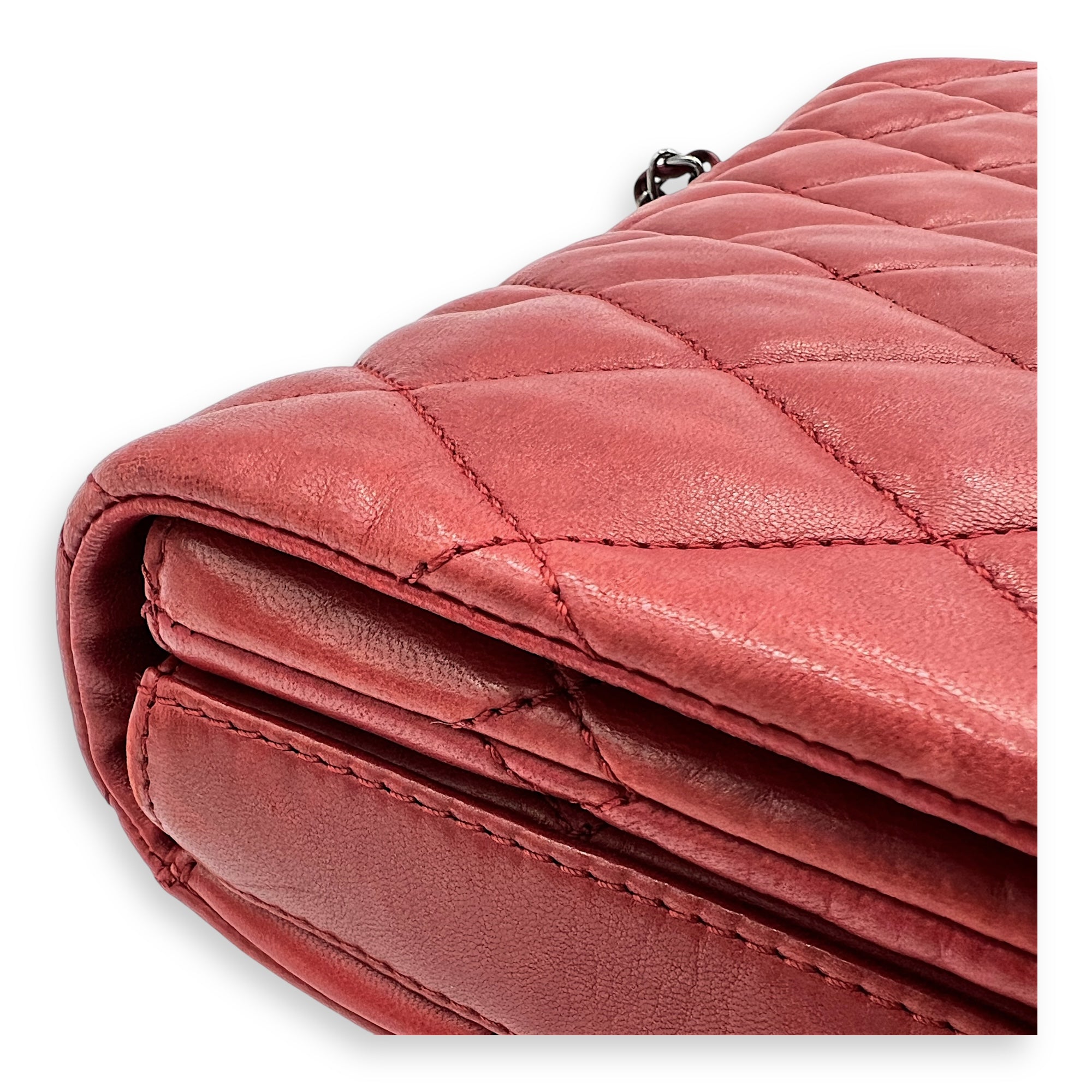 Accordion  Shoulder Bag Red in Lambskin, Gunmetal hardware