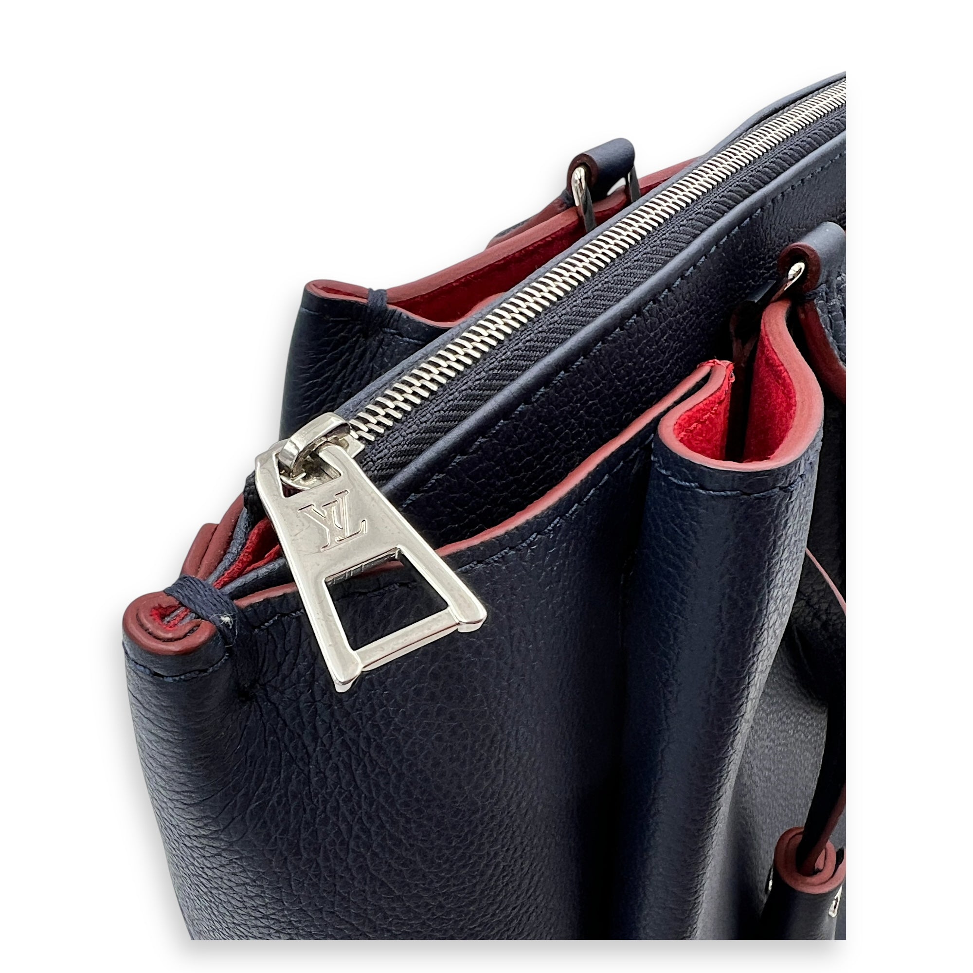Lock Me Tote Bag Blue in Calfskin, Silver hardware