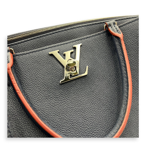 Lock Me Tote Bag Blue in Calfskin, Silver hardware