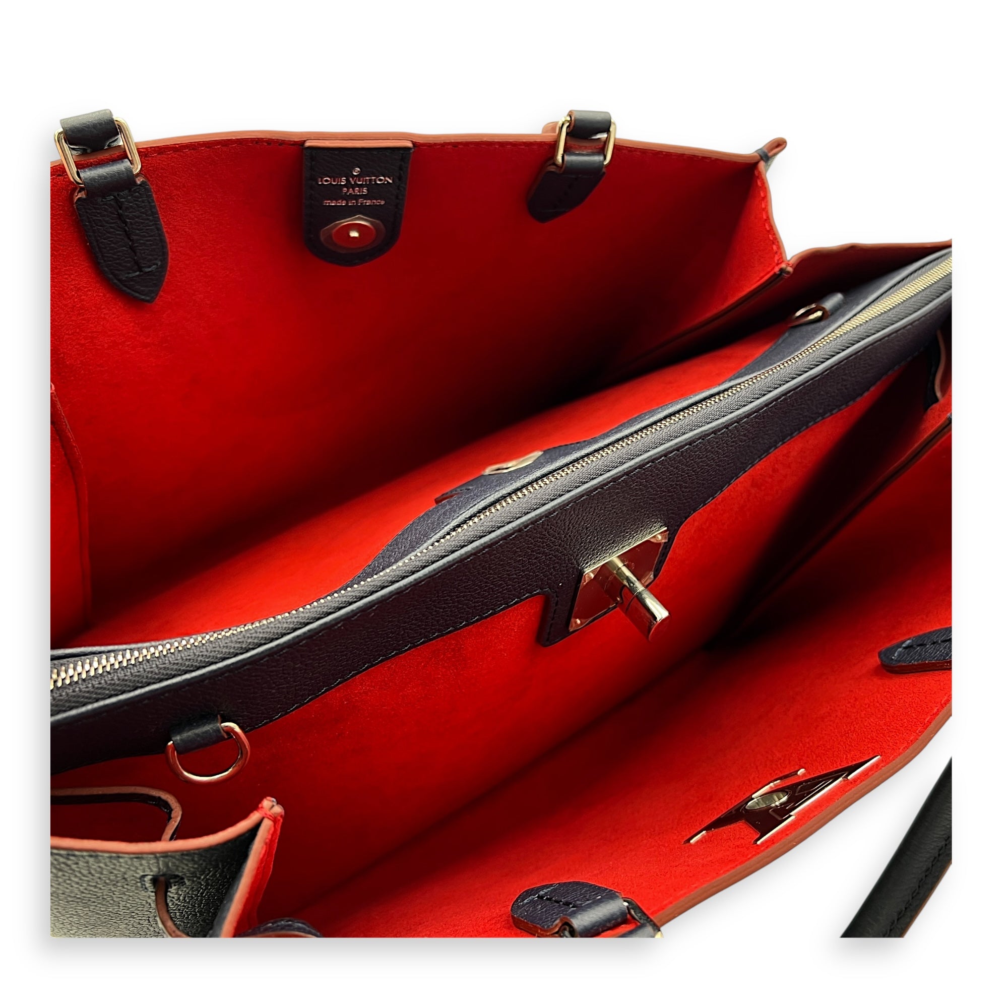 Lock Me Tote Bag Blue in Calfskin, Silver hardware