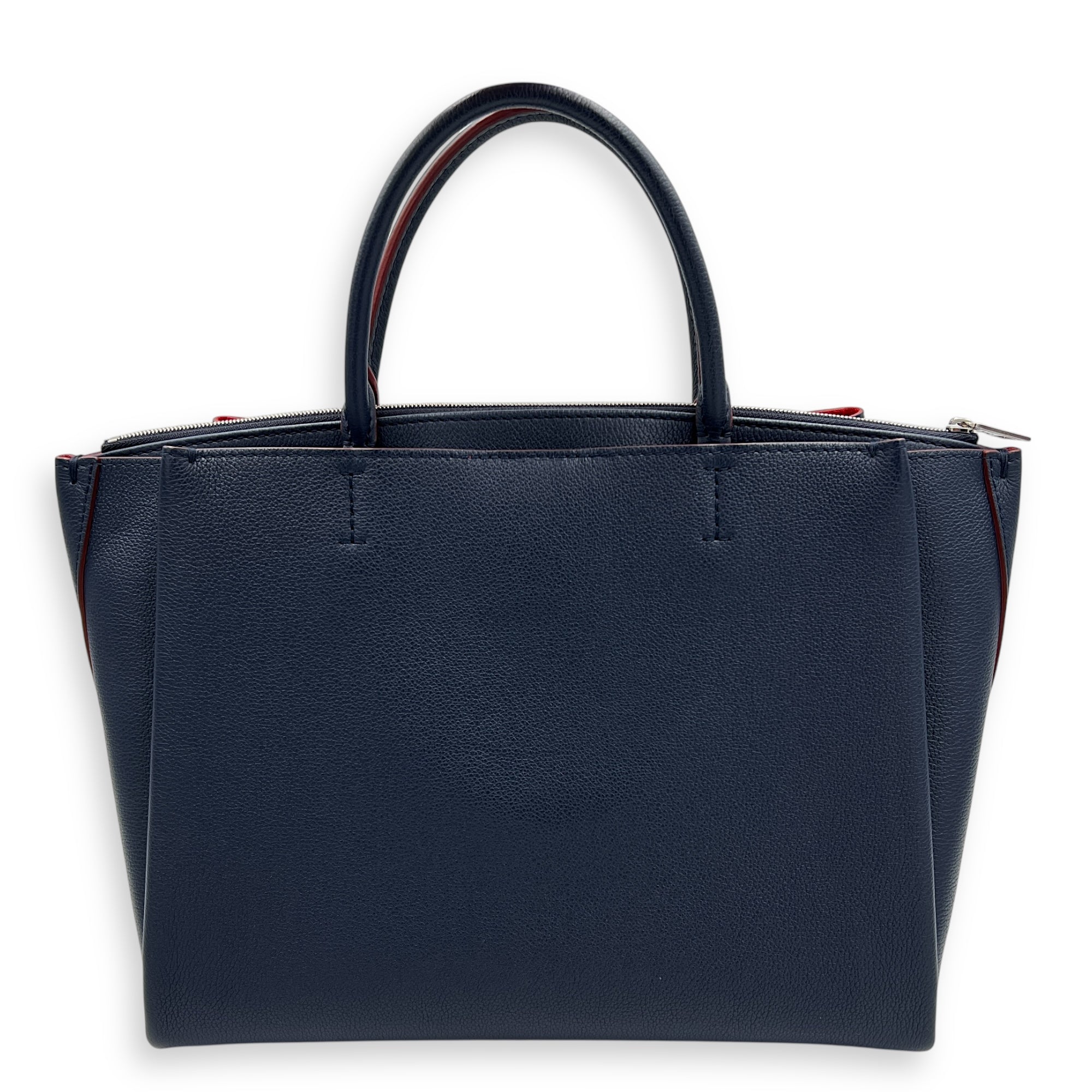 Lock Me Tote Bag Blue in Calfskin, Silver hardware