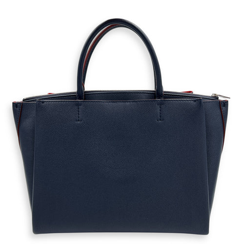 Lock Me Tote Bag Blue in Calfskin, Silver hardware