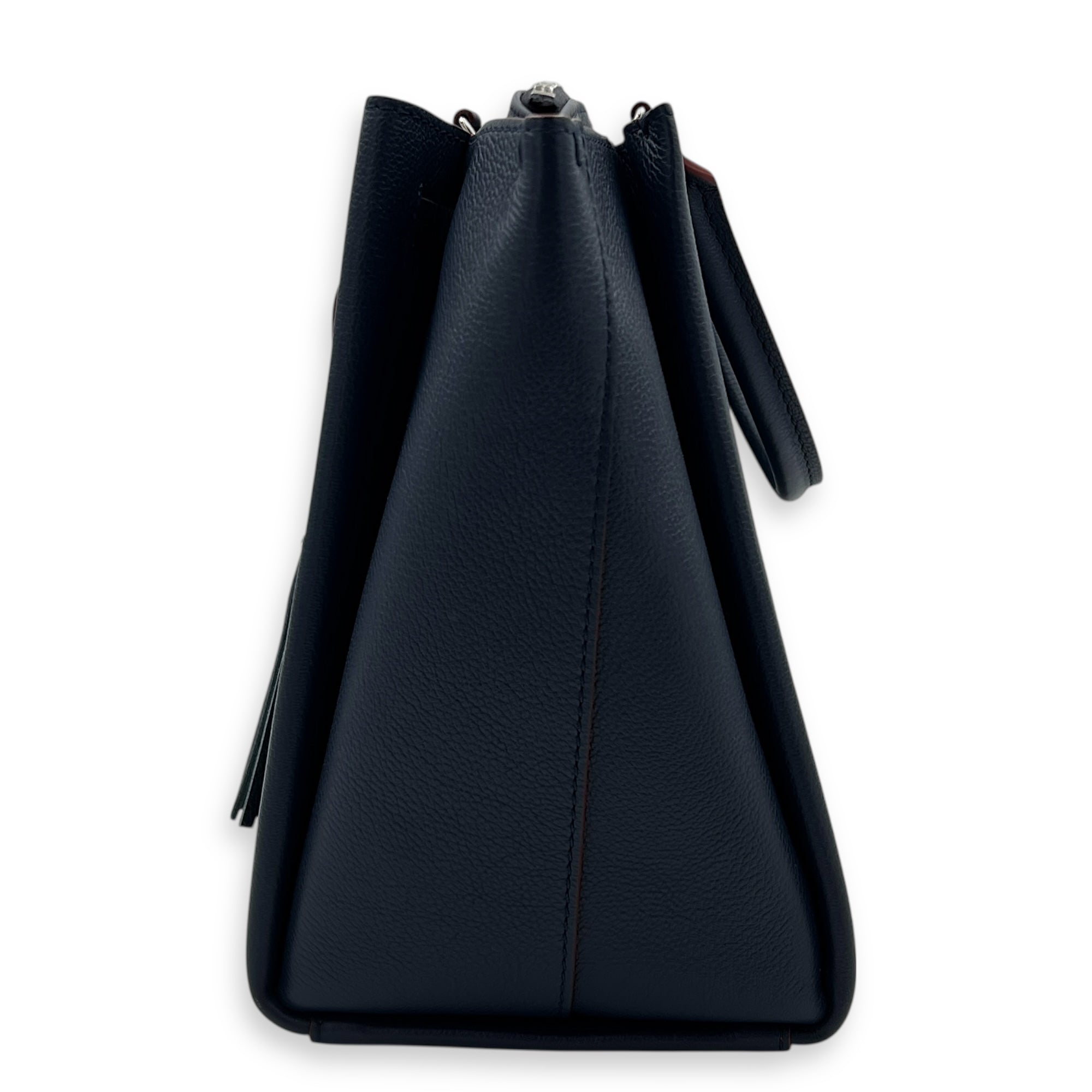 Lock Me Tote Bag Blue in Calfskin, Silver hardware