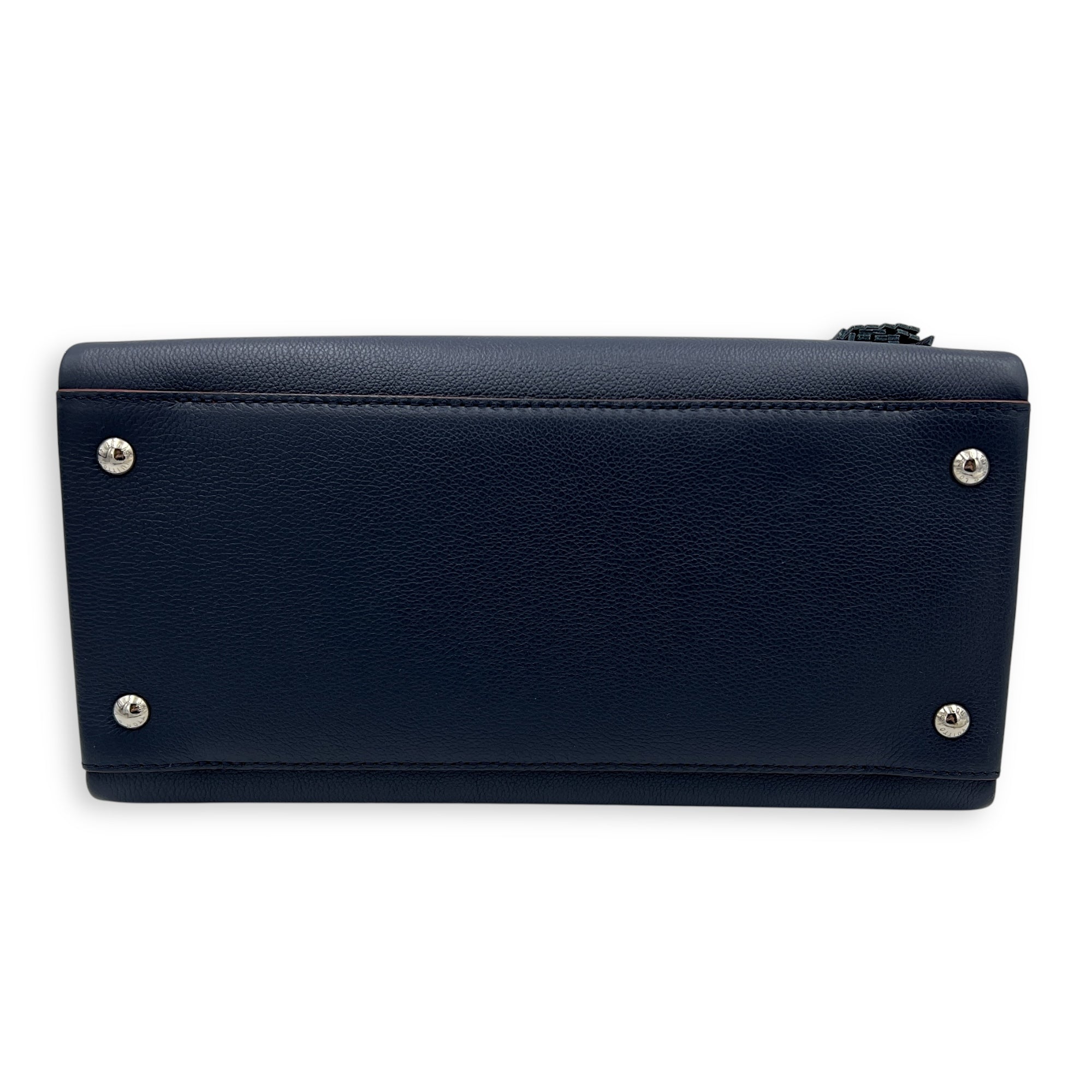 Lock Me Tote Bag Blue in Calfskin, Silver hardware