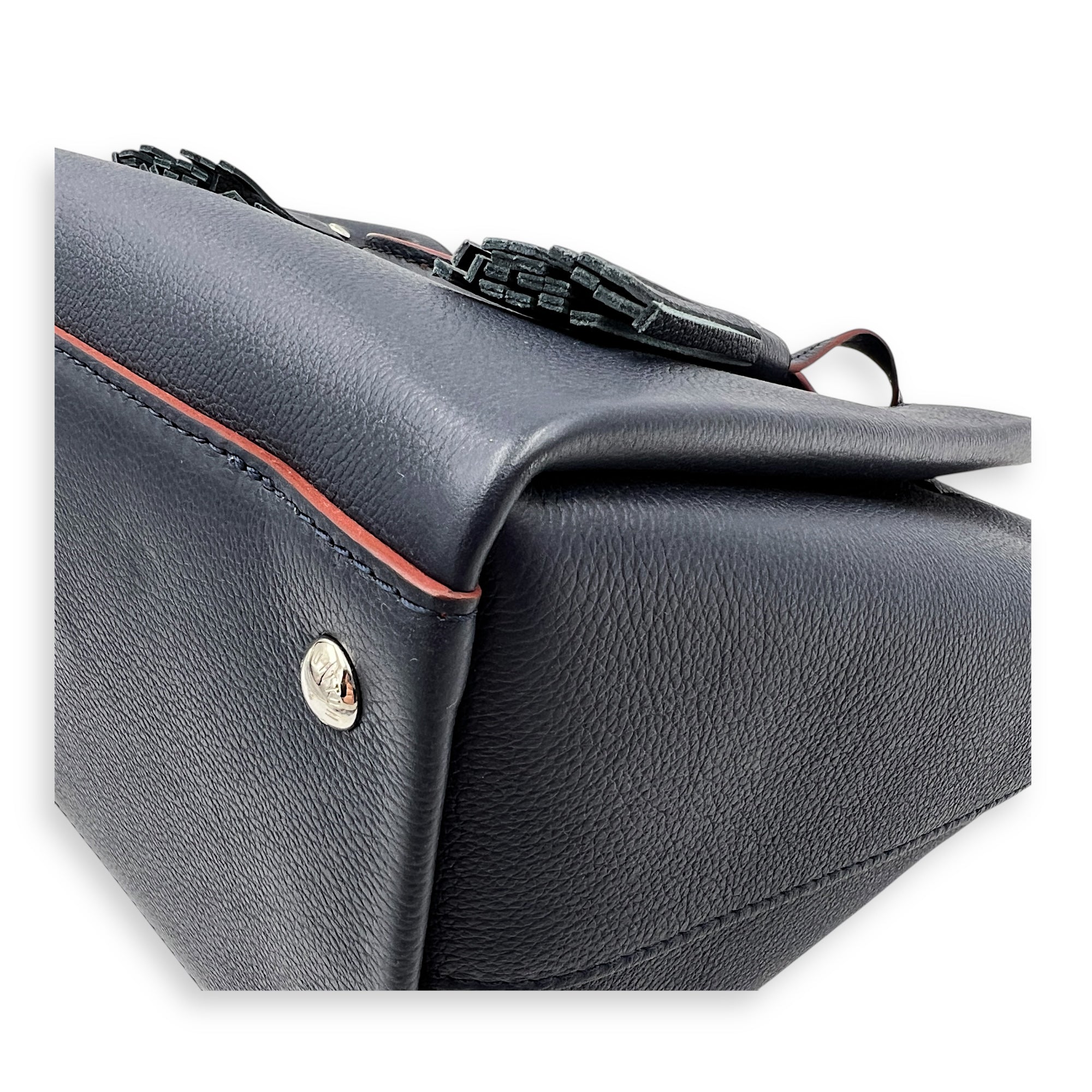 Lock Me Tote Bag Blue in Calfskin, Silver hardware