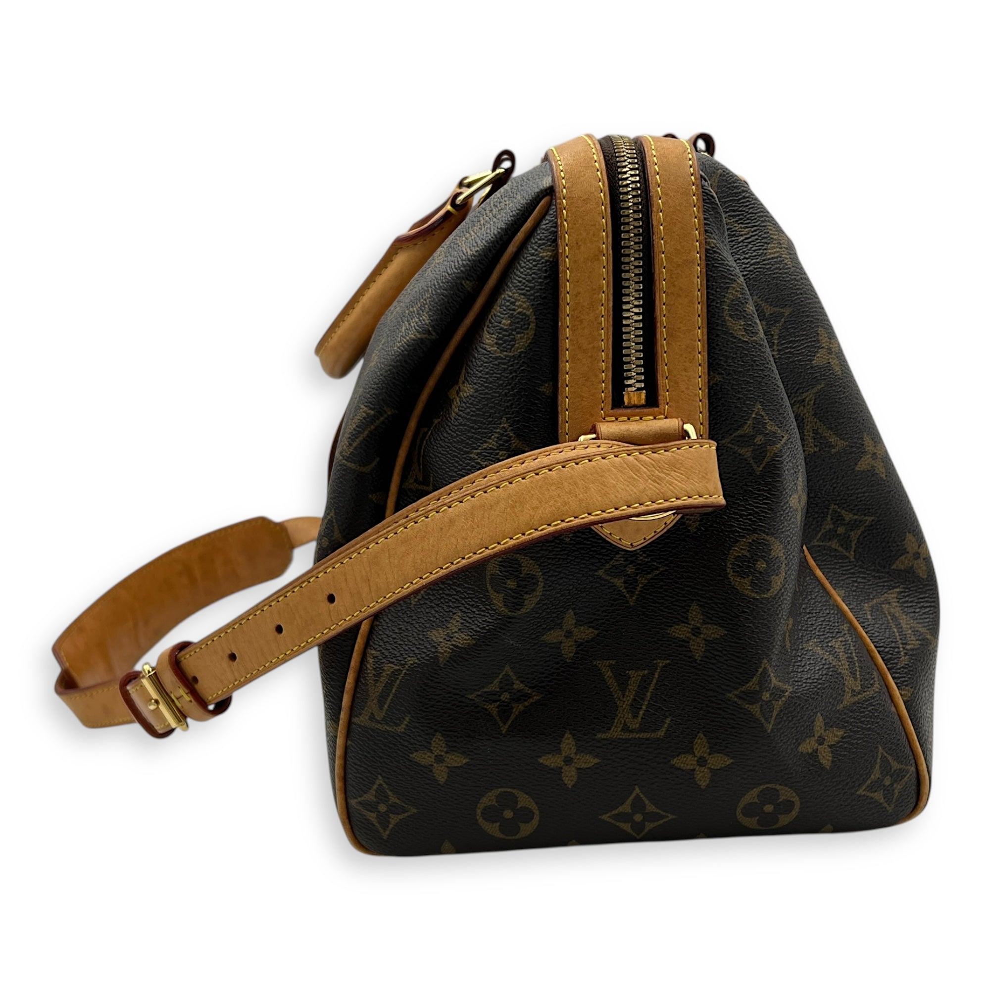 Sofia Coppola  Duffle Bag Brown in Monogram Coated Canvas, Gold hardware