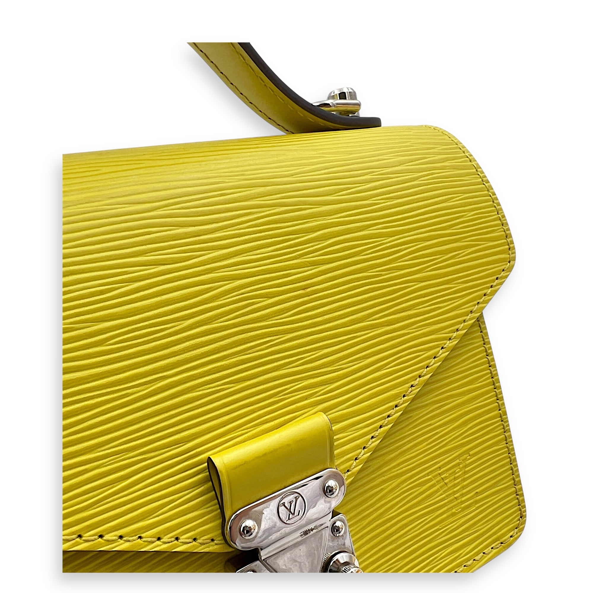 Monceau Crossbody Bag Yellow in Epi Leather, Silver hardware