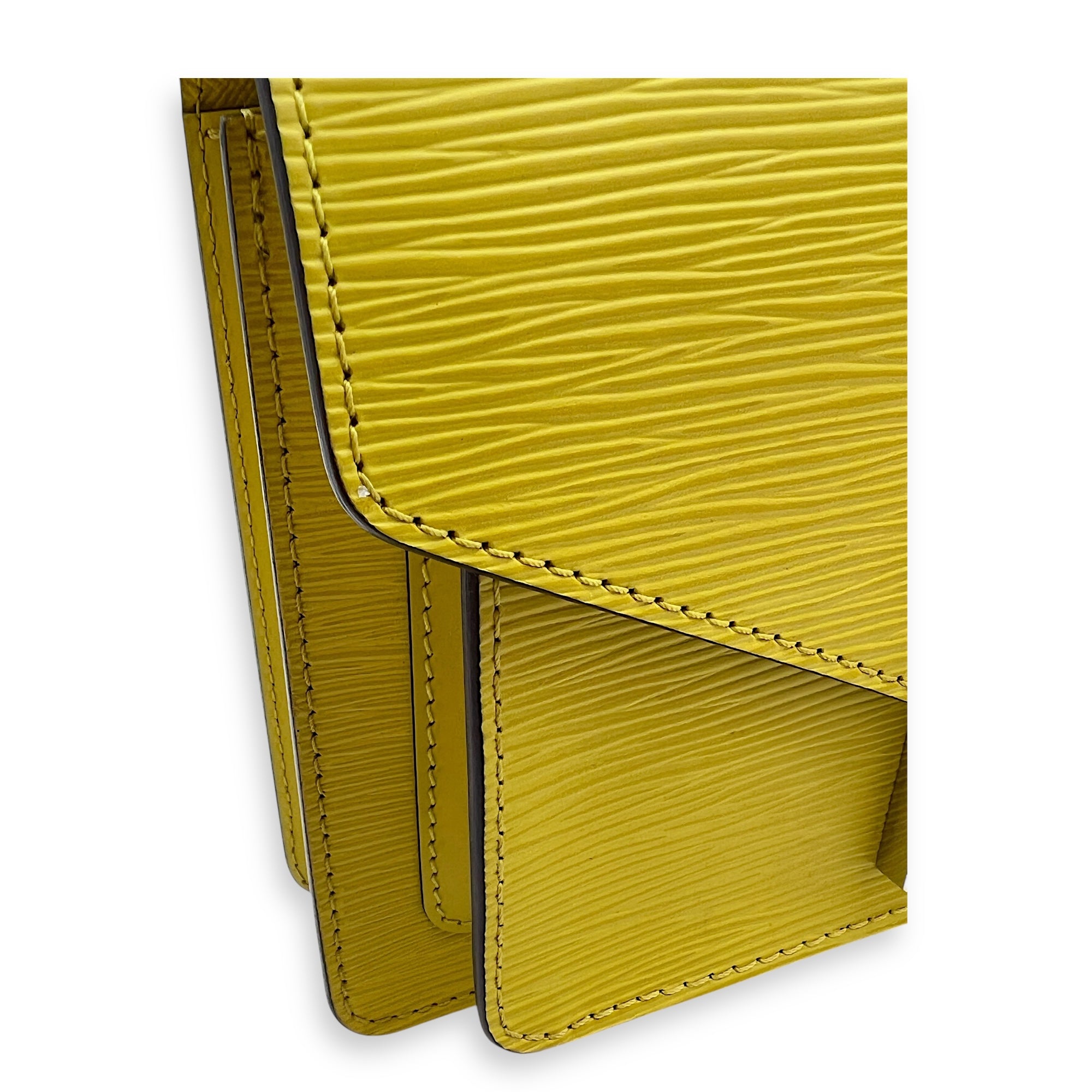 Monceau Crossbody Bag Yellow in Epi Leather, Silver hardware