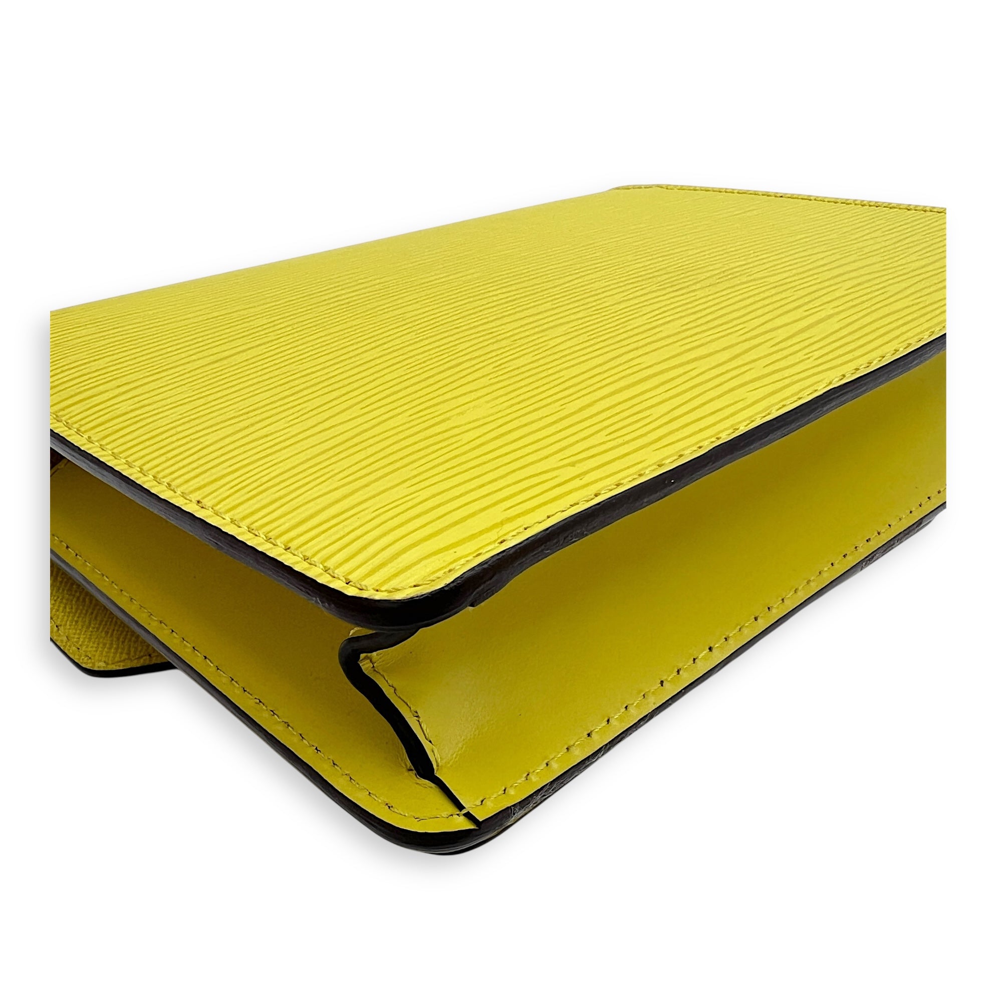 Monceau Crossbody Bag Yellow in Epi Leather, Silver hardware