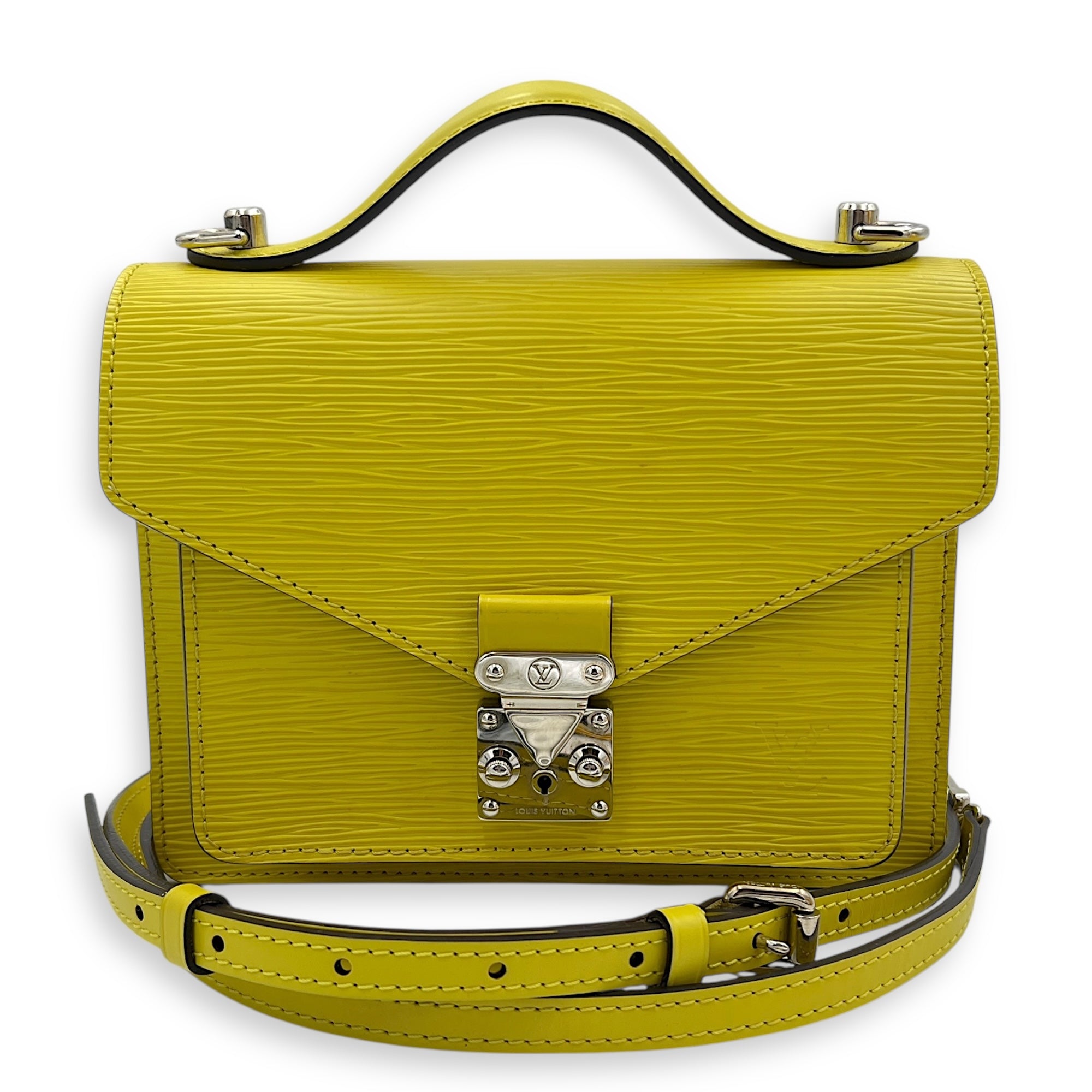 Monceau Crossbody Bag Yellow in Epi Leather, Silver hardware