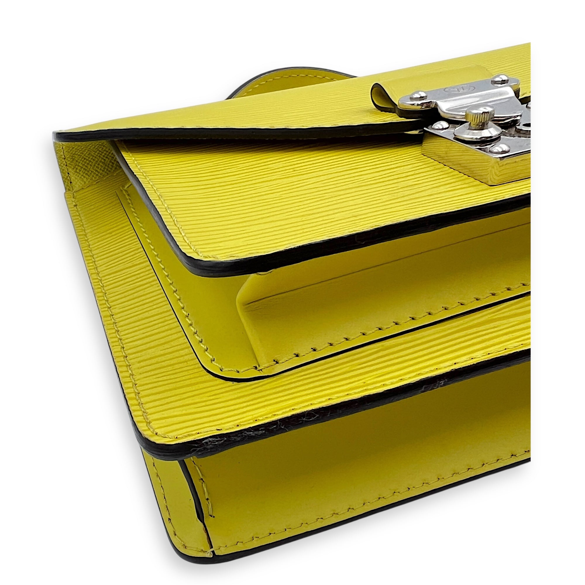 Monceau Crossbody Bag Yellow in Epi Leather, Silver hardware