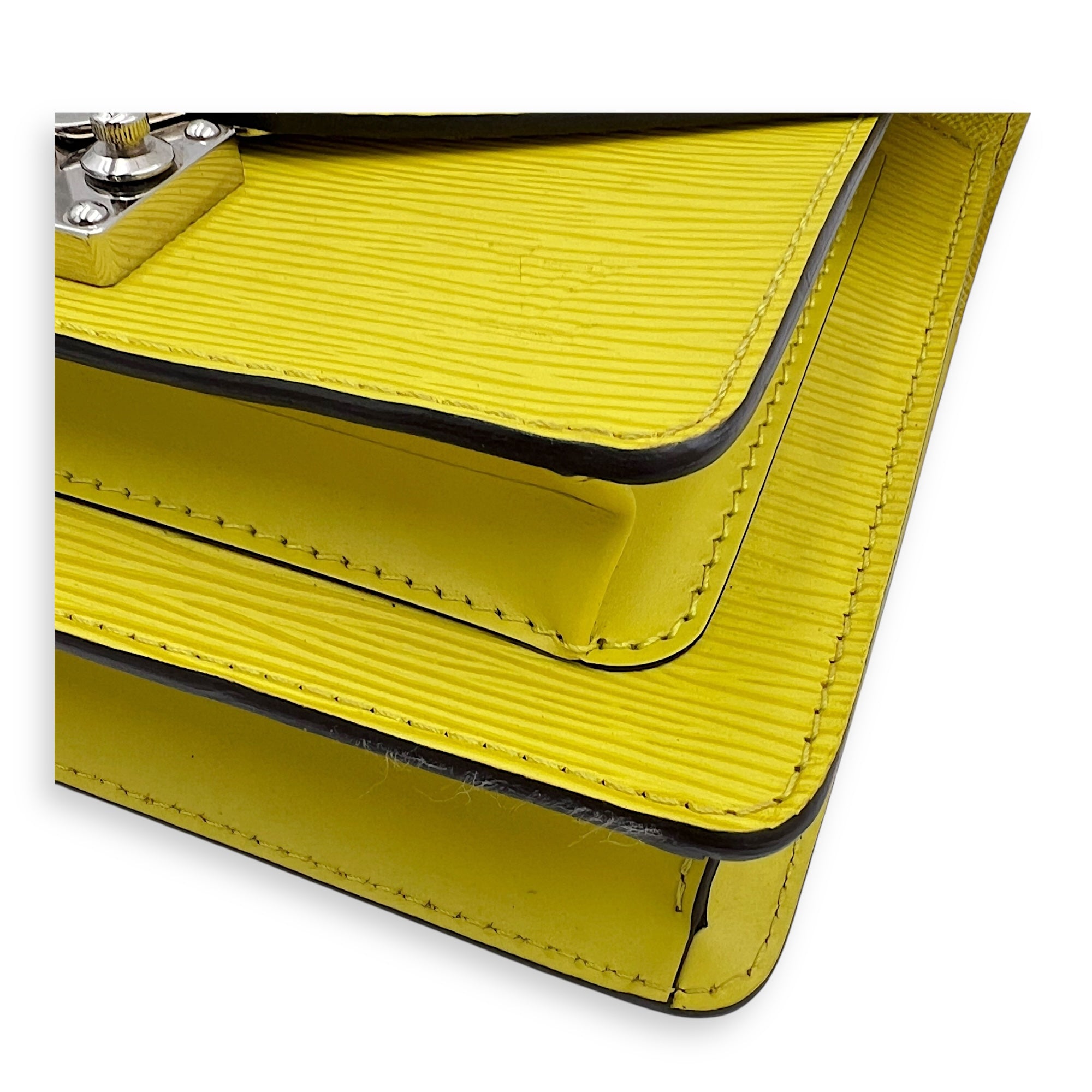 Monceau Crossbody Bag Yellow in Epi Leather, Silver hardware