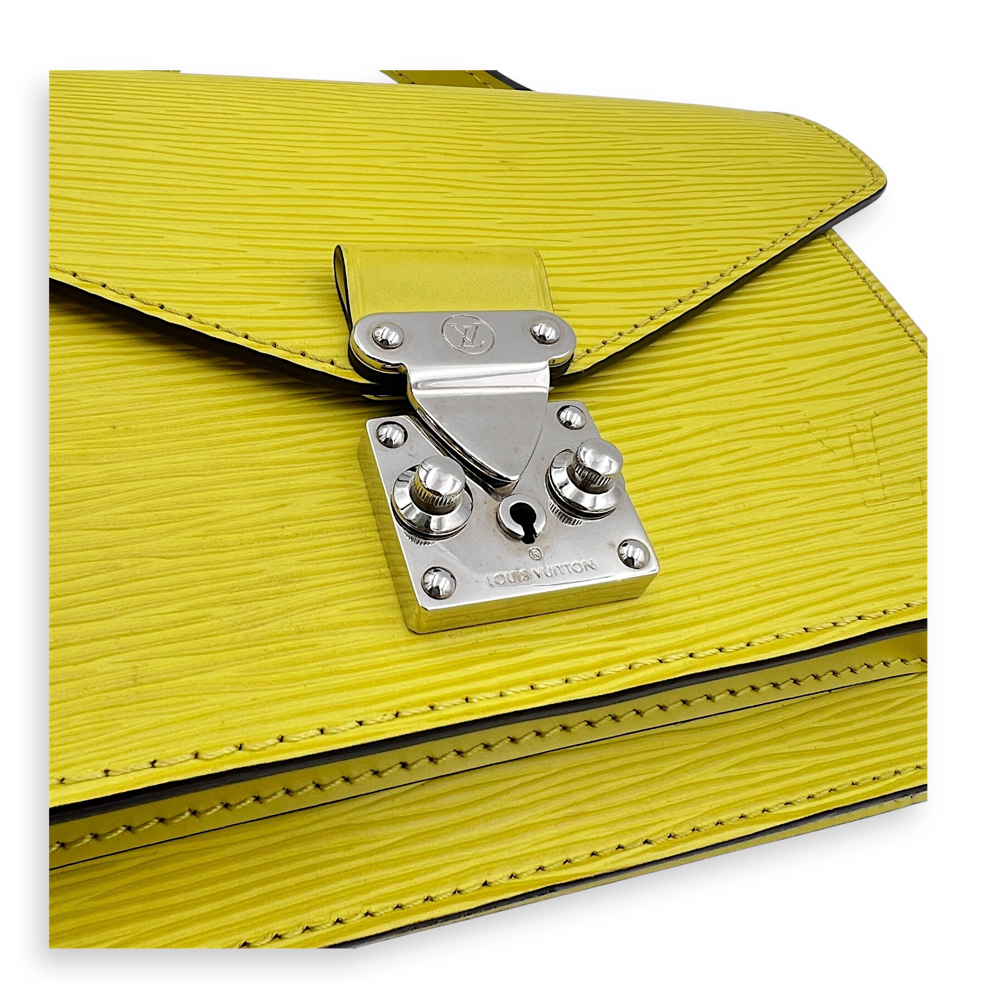 Monceau Crossbody Bag Yellow in Epi Leather, Silver hardware