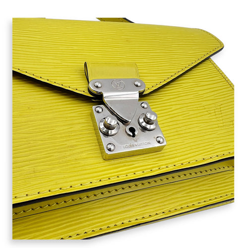 Monceau Crossbody Bag Yellow in Epi Leather, Silver hardware
