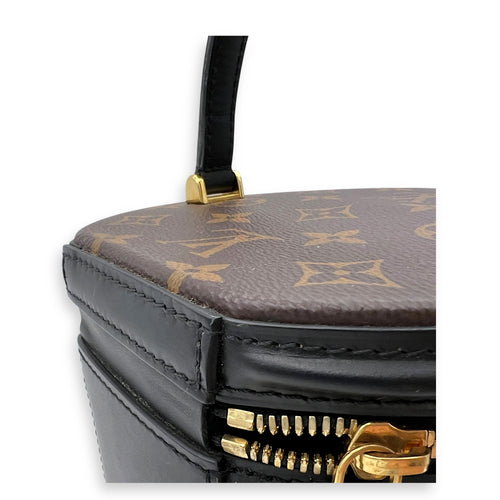 Cannes Brown Bucket Bag in Monogram Coated Canvas, Gold hardware