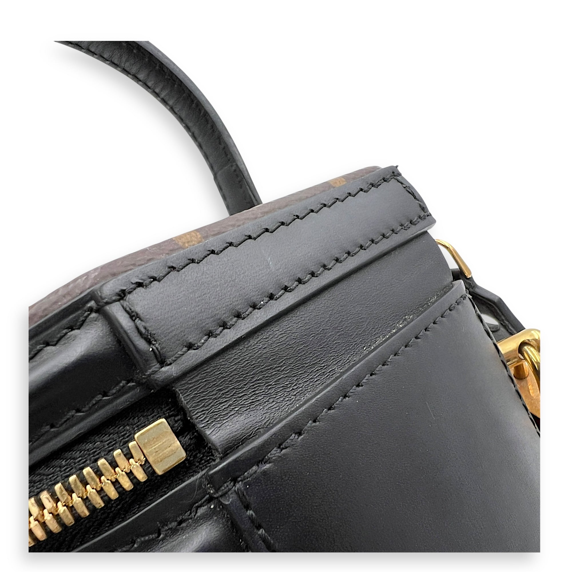 Cannes Brown Bucket Bag in Monogram Coated Canvas, Gold hardware